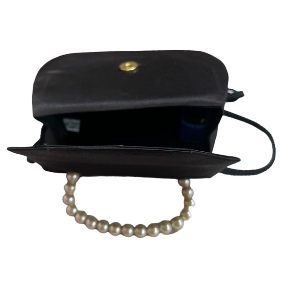 Vintage Pearl Handle Black Clutch Evening Purse - Picture 5 of 7